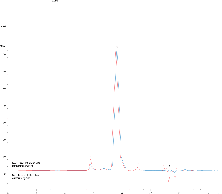 Murine IgG1 k aggregates ± L-arginine in MP on BioSep2000 (2)