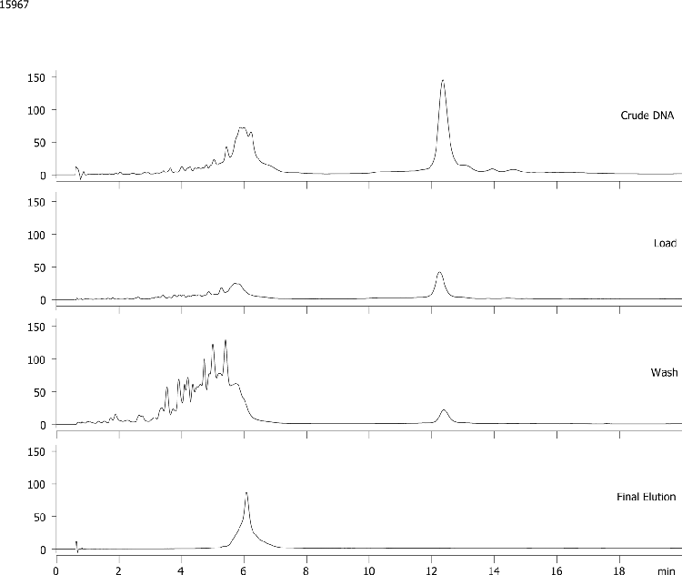 59nt DNA Cartridge Purification - Crude, Load, Wash, Elution Fractions