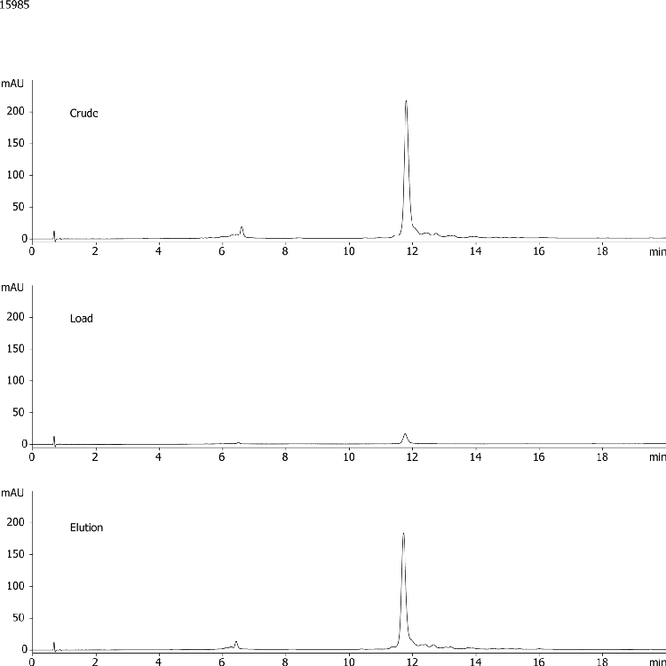 Quencher-labeled DNA Cartridge Purification - Crude, Load, Elution Fractions