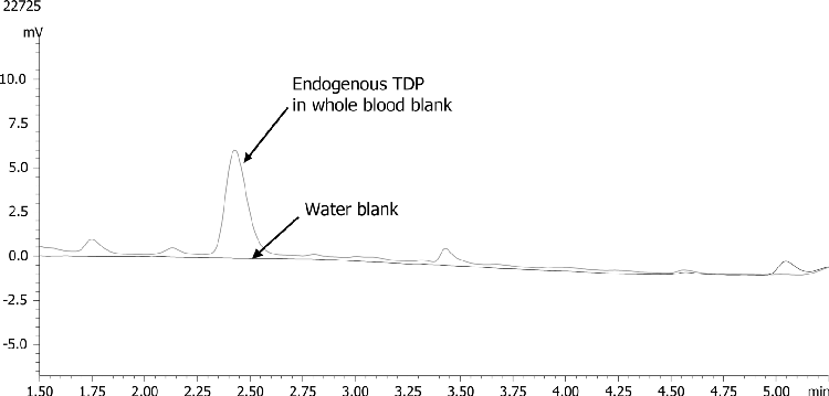 Vitamin B1 chromatogram of endogenous level of human whole blood