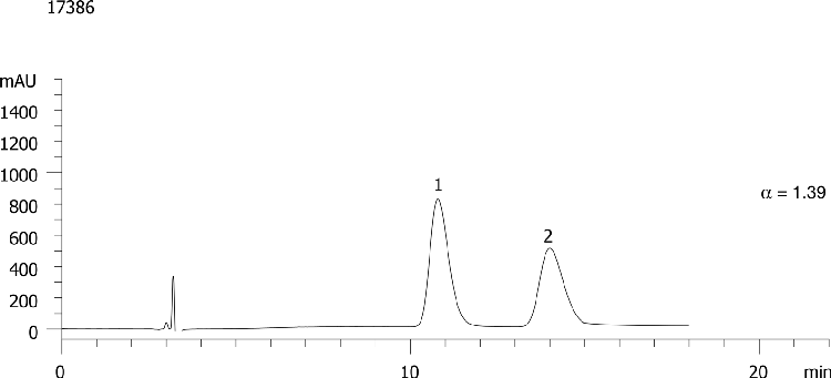 N-(3,5-Dinitrobenzoyl)-alpha-methylbenzylamine on Lux Cellulose-1