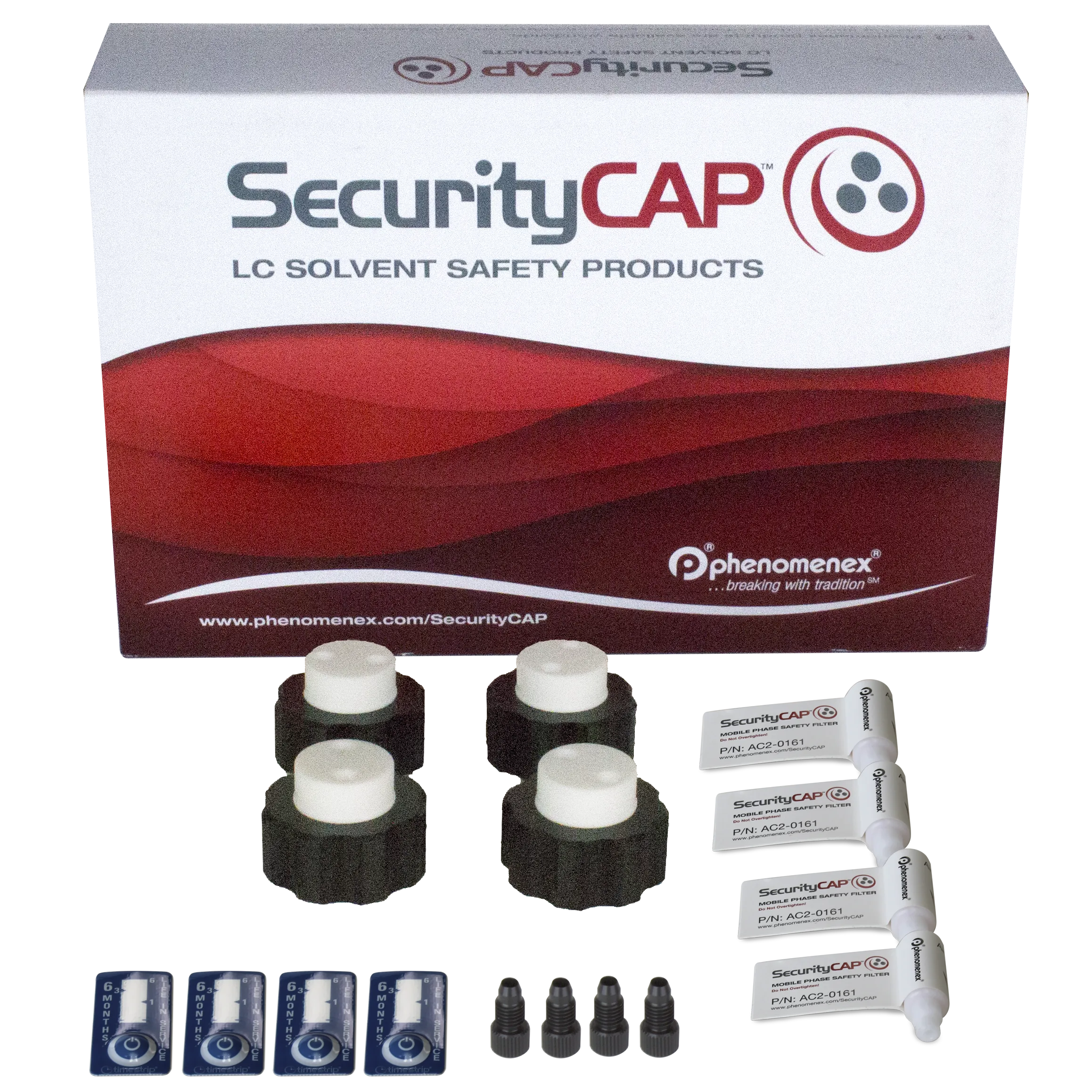 SecurityCAP Mobile Phase Starter Kit, 2-port Merck S40 Caps (x4) and 6-month Safety Filter (x4), ea