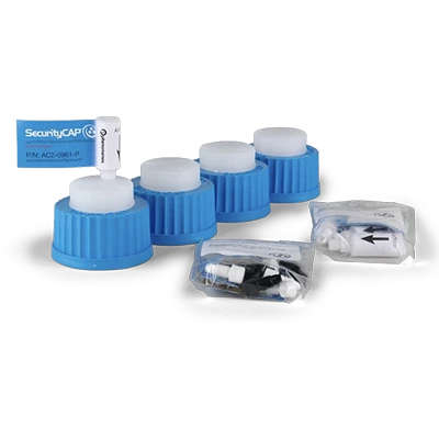SecurityCAP Mobile Phase Starter Kit for PFAS, 2-port GL45 Caps (x4) and 6-month Safety Filter (x4) for PFAS Testing, Ea