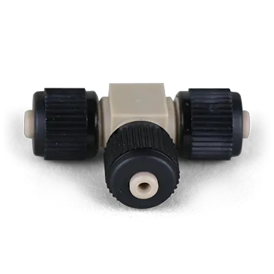 Tee Assembly, PEEK, 0.006" thruhole, joins three 360µm tubing (MAX 5,000 psi / 345 bar), ea