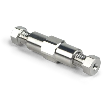 Union, Zero Dead Volume, SS, for 1/16in OD Tubing,, 10-32 Threads, 28,000psi, 0.010in, Ea