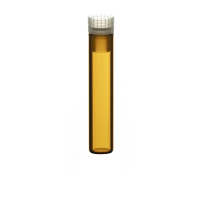 Verex Cert+ Shell Vial Kit, 8x40mm, 1mL, 1mL Flat Bottom, Amber 51 + PE Cap, 200/Pk