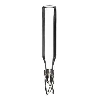 Verex Insert, 6mm Dia., 300µL, Clear 33, Conical Bottom, w/ bottom spring, 100/Pk
