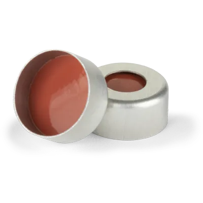 Verex Seal, 11mm Dia., Crimp, PTFE/Rubber, Silver, 1000/Pk