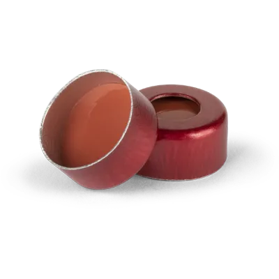 Verex Seal, 11mm Dia., Crimp, PTFE/Rubber, Red, 1000/Pk