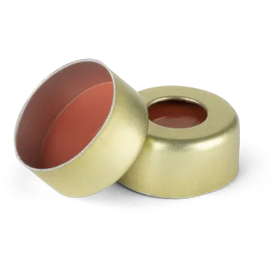 Verex Seal, 11mm Dia., Crimp, PTFE/Rubber, Gold, 1000/Pk