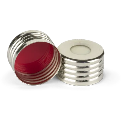 Verex HS Screw Cap, 18mm, Magnetic, slv, PTFE/Silicone septa (red/white), 100/Pk