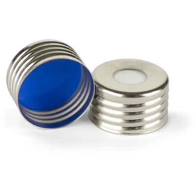 Verex HS Screw Cap, 18mm, Magnetic, slv, PTFE/Silicone septa (blue/white), 1000/Pk
