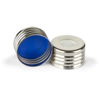 Verex HS Screw Cap, 18mm, Magnetic, slv, SPME PTFE/Silicone septa (blue/white), 100/pk