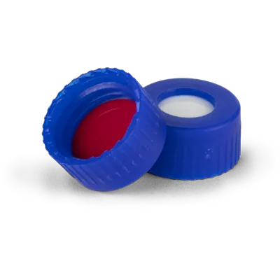 Verex Cap (pre-assembled), 9mm, w/, PTFE/Silicone septa, Blue, 1000/Pk