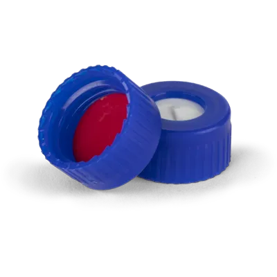 Verex Cap (pre-assembled), 9mm, w/, PTFE/Silicone preSlit septa, Blue, 100/Pk