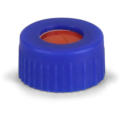 Verex Cap (pre-assembled), 9mm, w/, PTFE/Rubber preSlit septa, Blue, 1000/Pk
