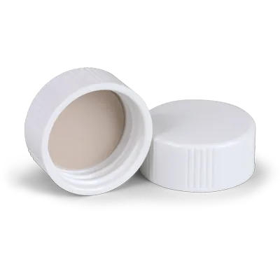 Verex Vial Kit, Storage 40mL screw, Clear 33, w/Caps 24-400 wht, PTFE/Urethane, closed, 100/Pk