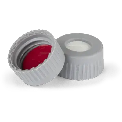 Verex Cap (pre-assembled), 9mm, w/, Bonded-in PTFE/Silicone preSlit septa, grey, 1000/Pk