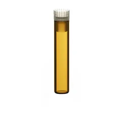 Verex Cert+ Shell Vial Kit, 8x40mm, 1mL, 1mL Flat Bottom, Amber 51 + PE Cap, 200/Pk