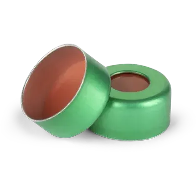 Verex Seal, 11mm Dia., Crimp, PTFE/Rubber, Green, 1000/Pk