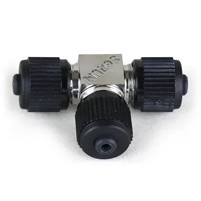 Tee Assembly, SS, 0.010" thruhole, joins three 360µm OD tubing (MAX 15,000 psi/ 1034 bar), ea