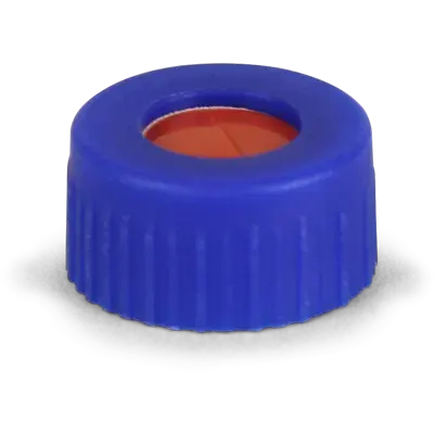 Verex Cap (pre-assembled), 9mm, w/, PTFE/Rubber preSlit septa, Blue, 1000/Pk