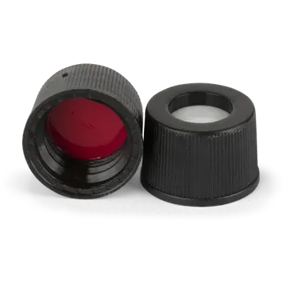 Verex Cap (pre-assembled), 10-425, w/, PTFE/Silicone preSlit septa, Black, 1000/Pk