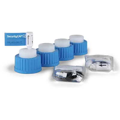 SecurityCAP Mobile Phase Starter Kit for PFAS, 2-port GL45 Caps (x4) and 6-month Safety Filter (x4) for PFAS Testing, Ea