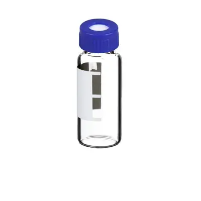 Verex Vial Kit, 9mm, 2mL, Clear 33 w/ Patch + PTFE/Silicone, preSlit, 100/Pk