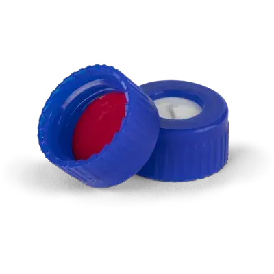 Verex Cap (pre-assembled), 9mm, w/, PTFE/Silicone preSlit septa, Blue, 100/Pk