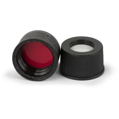 Verex Cap (pre-assembled), 13-425, w/, PTFE/Silicone septa, Black, 1000/Pk