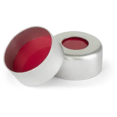 Verex Seal, 11mm Dia.,Crimp, PTFE/Sil/PTFE, Silver, 100/Pk