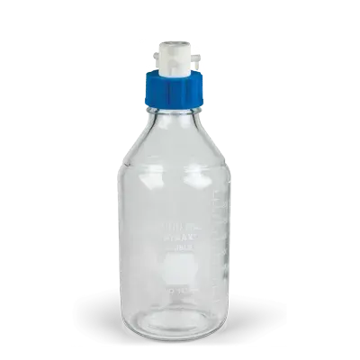 HPLC Reservoir, Clear Glass, 1000mL, GL45 Wide-Mouth, w/ 3-Way Valve Cap, Ea