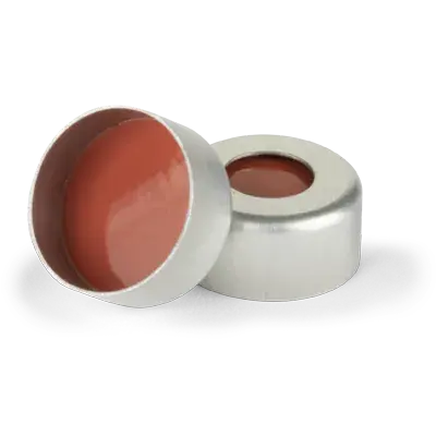 Verex Seal, 11mm Dia., Crimp, PTFE/Rubber, Silver, 1000/Pk
