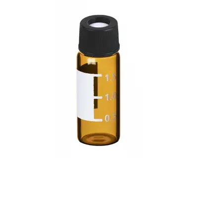 Verex Vial Kit, 10mm, 2mL, Amber 51, w/ Patch + PTFE/Silicone, 100/Pk