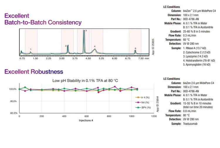 batch-to-batch consistency for PEAK process optimization with bioZen wider pore columns