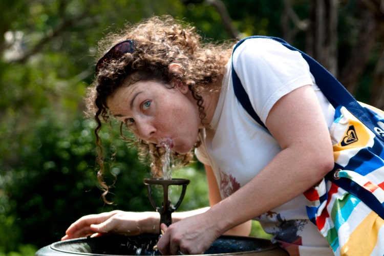 woman drinking water