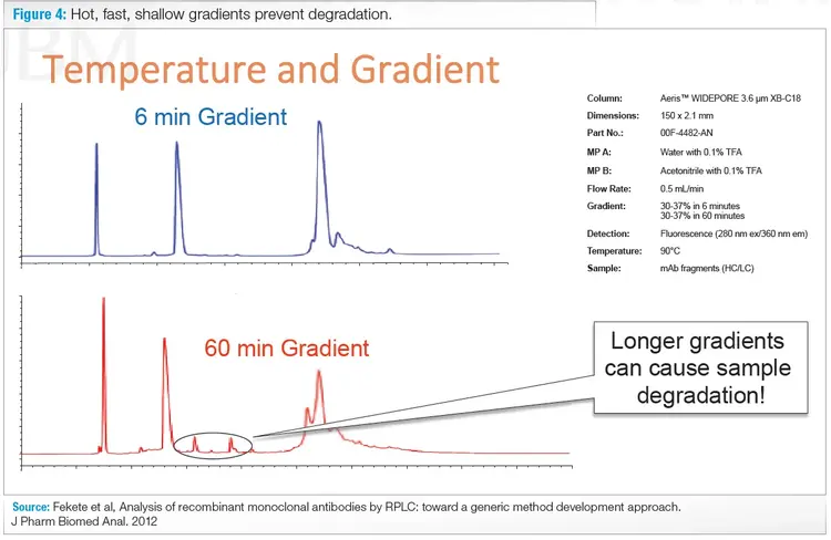 temperature and gradient in hplc columns